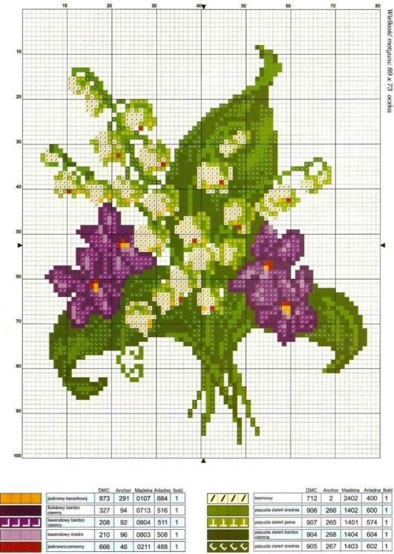 Схемы для вышивки: разные весенние цветы (ландыши, подснежники)
