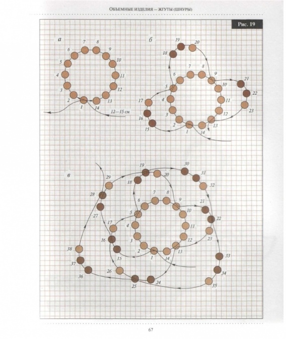 Схемы: Начинающим бисерщикам: Основы бисероплетения: жгуты (шнуры)