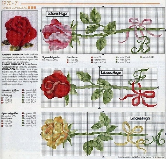Схемы для вышивки: розы