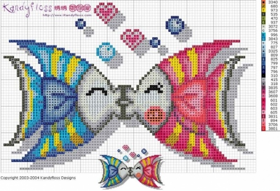 Схемы для вышивки: обитатели глубин