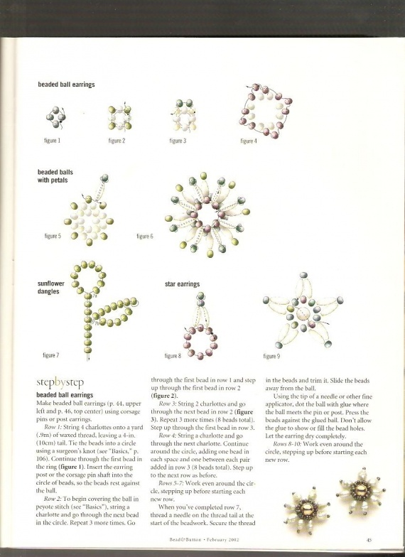 Схемы: Серёжки. Архив Beads and Button (2001 - 2006 гг)