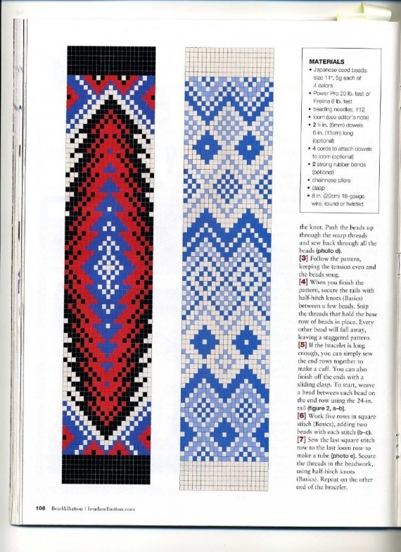 Схемы: Узоры для станка, вышивки, ндебеле, вязания с бисером. Архив Beads and Button (2001 - 2005 гг)