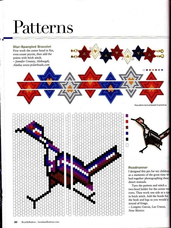 Схемы: Мозаичные, кирпичные рисунки. Архив Beads and Button (2001 - 2005 гг)