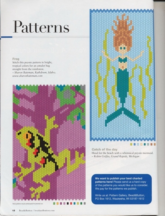 Схемы: Мозаичные, кирпичные рисунки. Архив Beads and Button (2001 - 2005 гг)
