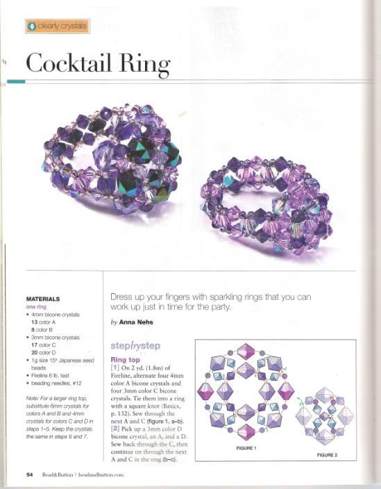 Схемы: Альбом пользователя Ksaria: коктейльное кольцо из биконусов. Архив Beads and Button 2013.