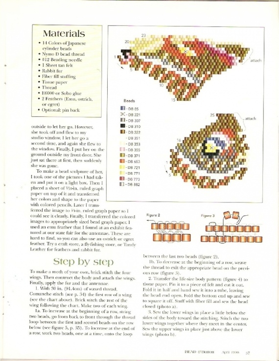 Схемы: Мотылёк. Архив Beads & Button. 1998 год