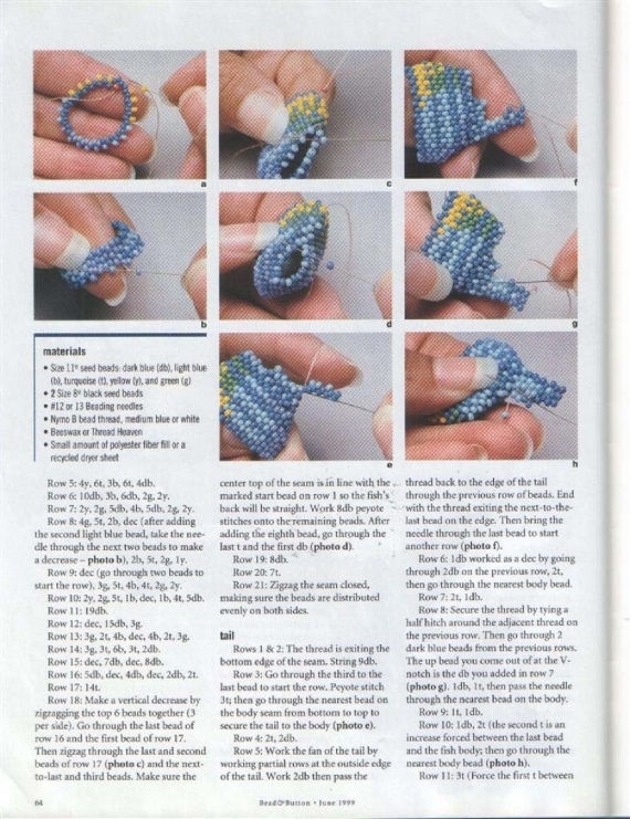 Схемы: Рыбка. Beads and Button 1999 г