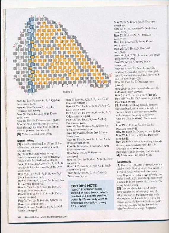 Схемы: Бабочка. Beads and Button апрель 2010 г