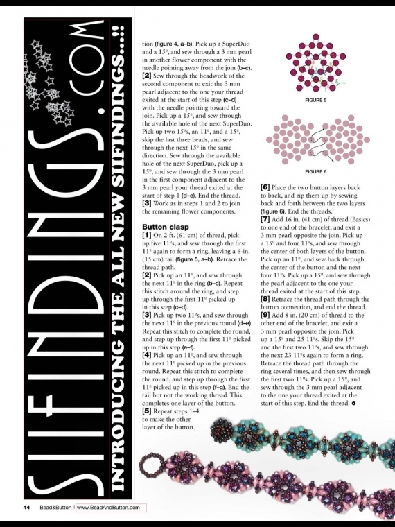 Схемы: Браслеты. Архив Beads and Button апрель 2013
