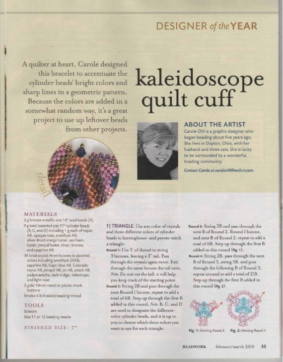 Схемы: Браслет Kaleidoscope Quilt  Cuff. Beadwork 2010 02-03