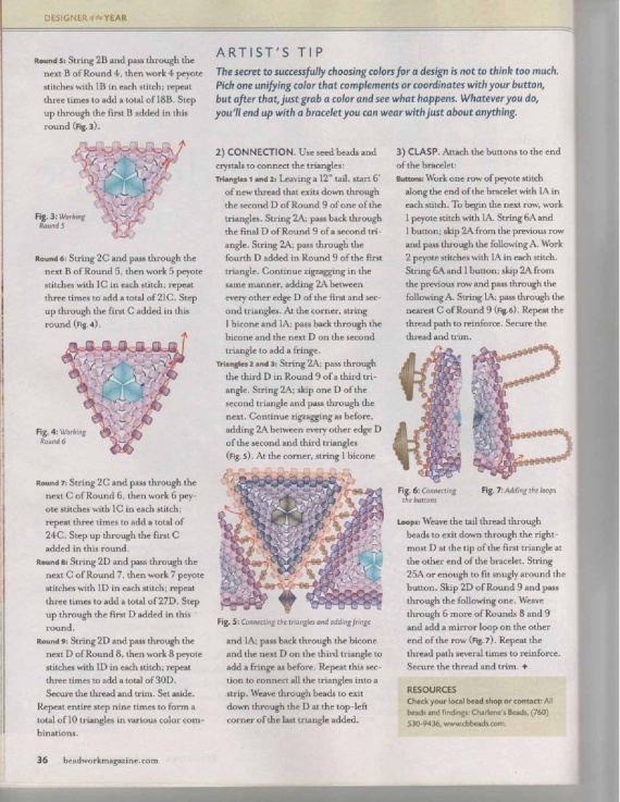 Схемы: Браслет Kaleidoscope Quilt  Cuff. Beadwork 2010 02-03