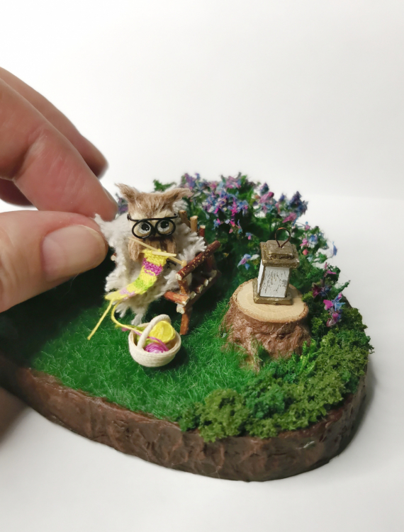 НЕбисерная лавка чудес: Сова-рукодельница, миниатюра с совой, ручная работа якутск, миниатюра якутск, минитедди, мини сова