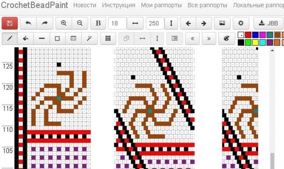 Мастер-классы: Рисуем схемы в программе CrochetBeadPaint. Урок 2. Изменение размеров, цвета точек. Отражение, симметрия