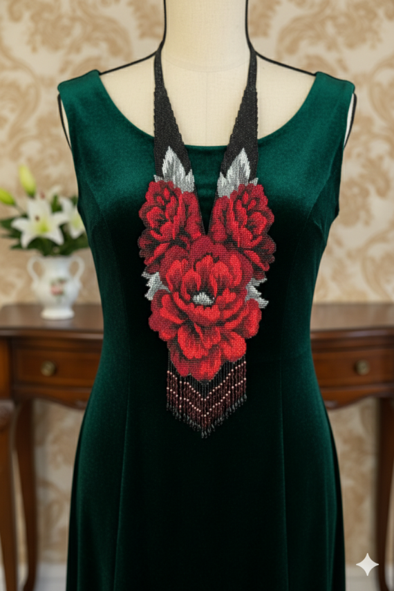 Альбом пользователя oksana: Колье бисерное, цветочное.