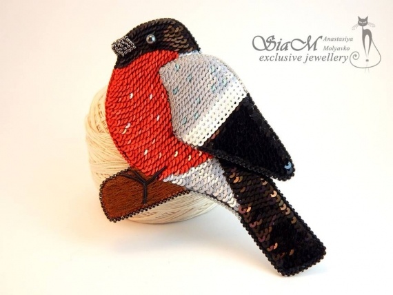 Альбом пользователя Anastasiya3300: Брошечка Снегирь по уроку Марии Вуколовой