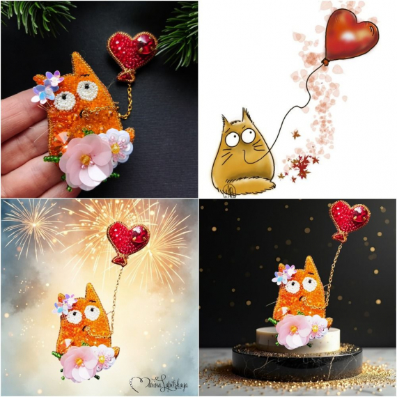 Альбом пользователя ЯMariha65: Парная брошь Коты. Весна. Любовь