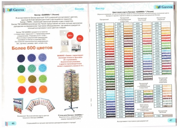 Полезные советы: Схемы: Таблицы цветов бисера