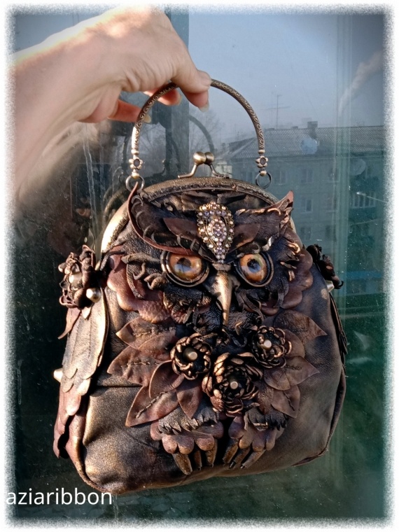 НЕбисерная лавка чудес: Кожаная сумка Филин Феофан романтичный))