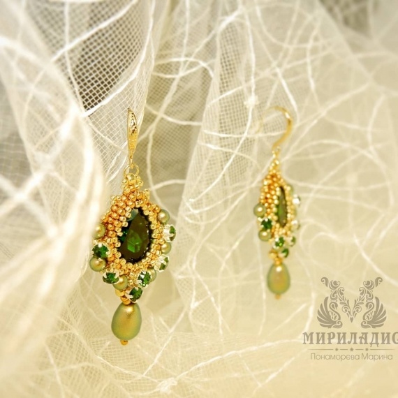 #МК Серьги из бисера и кристаллов Swarovski I #DIY I #Tutorial Dangle Beadwork Earrings