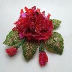 Брошь " Красный пион"