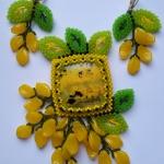 Кулон-брошь и сережки "Листопад"