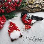 Брошки "Снегирь" и "Гном"