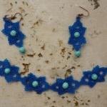 Комплект "Синий с бирюзой":  браслет и серьги