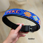 Кожаный ошейник с бисером