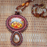 Кулон Жостовские мотивы и брелочек