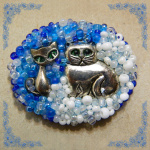 Брошка Зимние котики