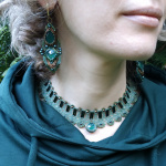 Чокер со стеклярусом и серьги в комплект