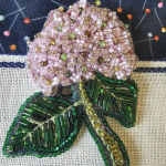 Розовая гортензия.Брошь