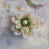 Брошь Цветок белый- Жемчужные сны