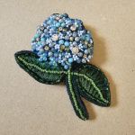 Две голубых гортензии.Броши