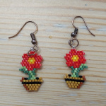 Серьги "Цветочек в горшочке"